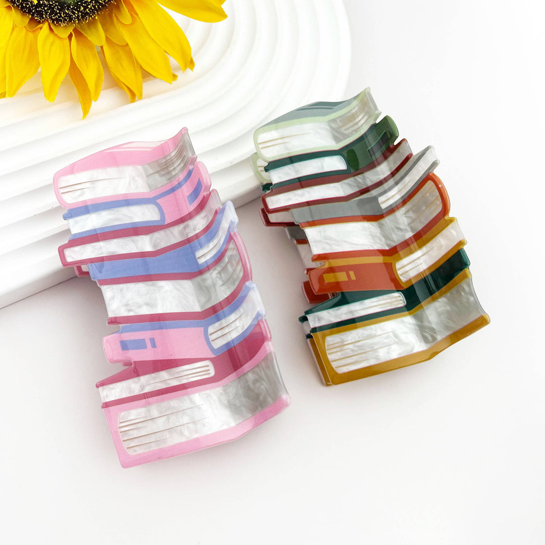 Large Book Stack Hair Claw Clip