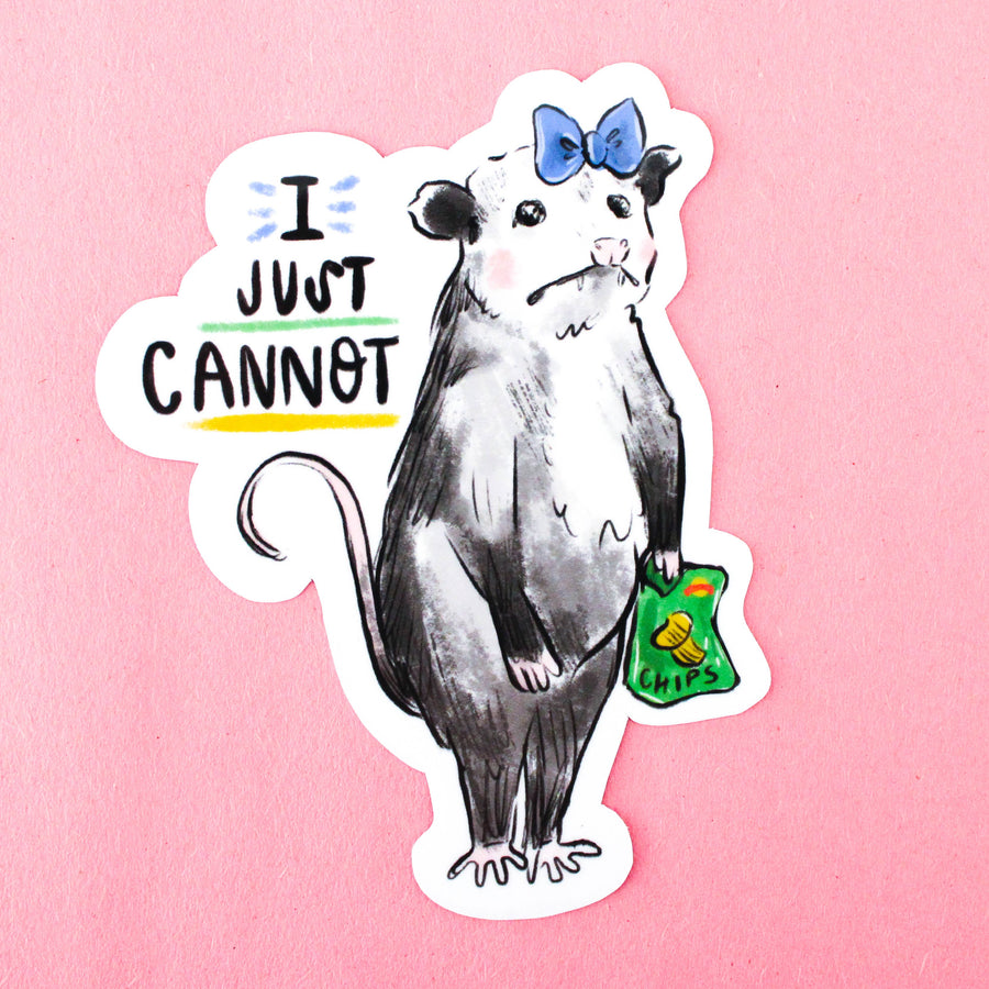 Just Cannot Possum Vinyl Sticker