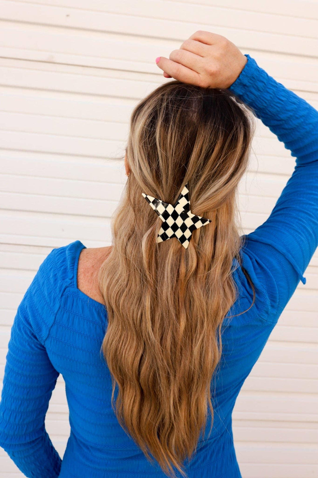 CHECKERED STAR XL BARRETTE - For the love, LV