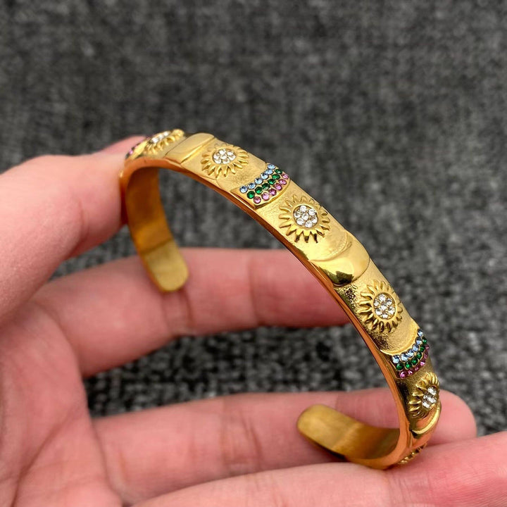 Tarot Style 18K Gold Plated S.Steel Cuff Bangle - FGS/MS