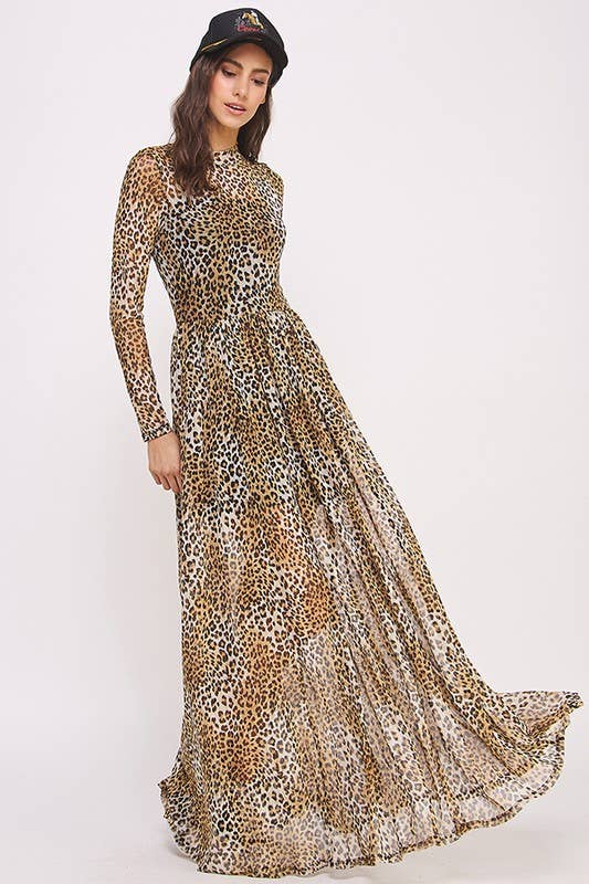 Cheetah Mesh Maxi Dress