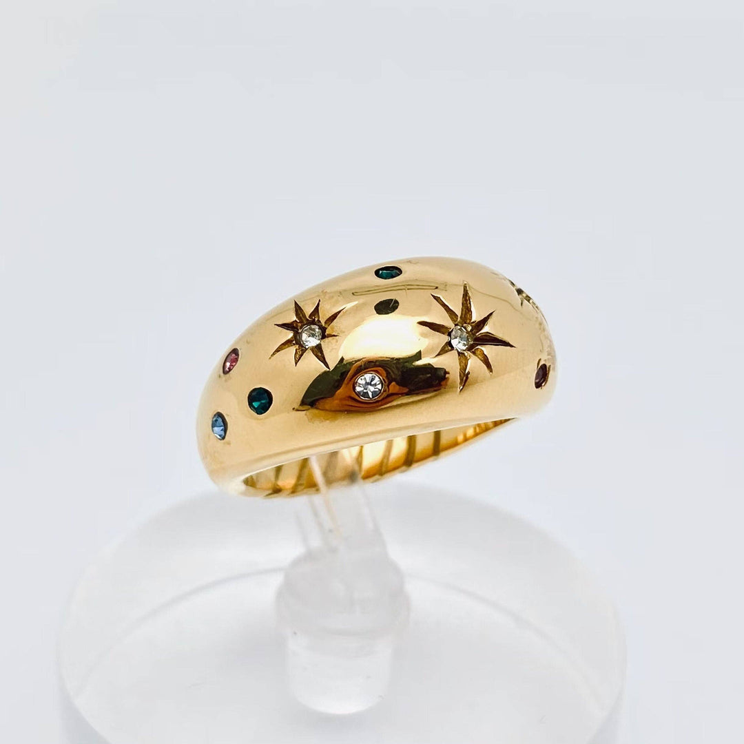 Hexagram Zircon Steel Ring