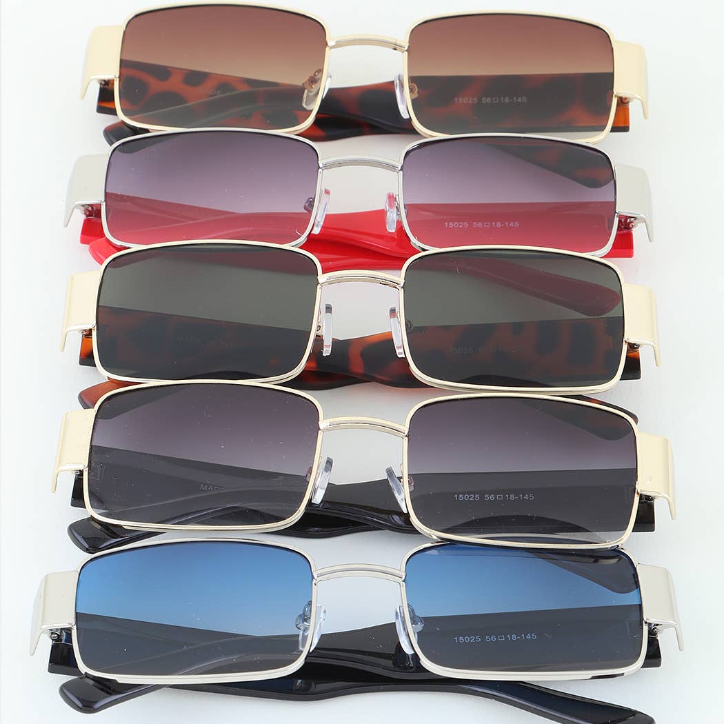 Wide Frame Gradient Block Sunglasses