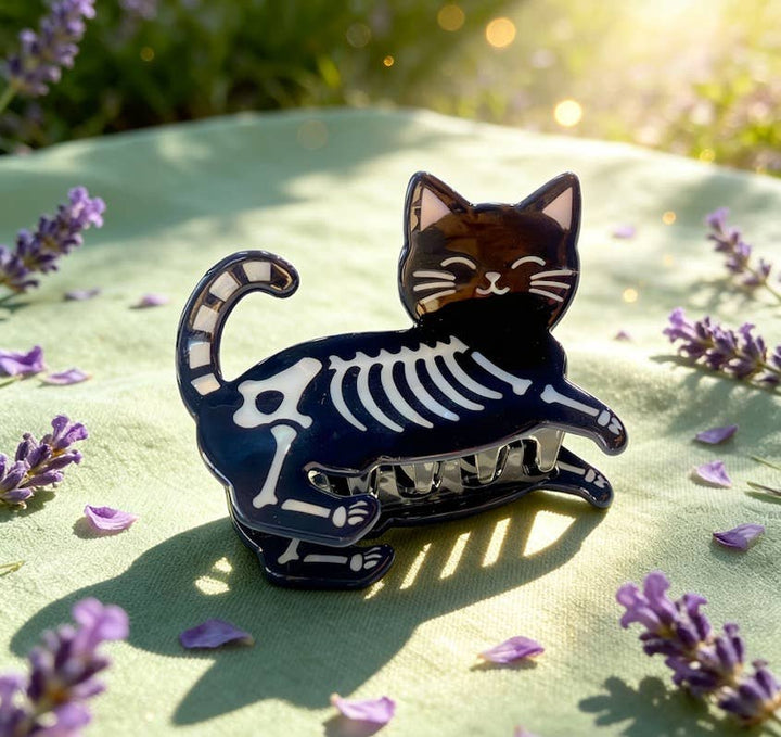 Cat Skeleton Hair Claw Clip