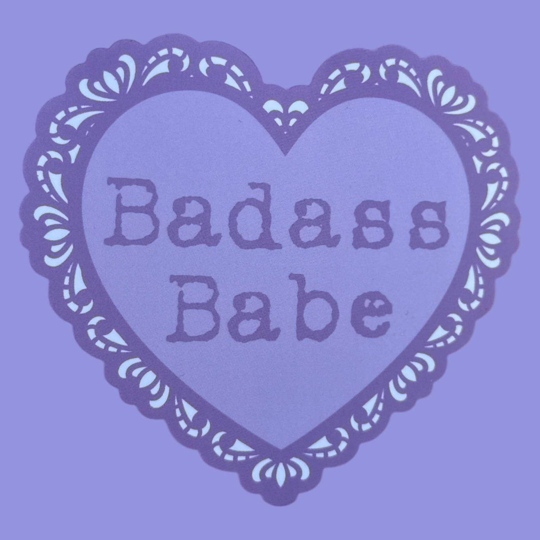 Badass Babe Lace Heart Matte Sticker