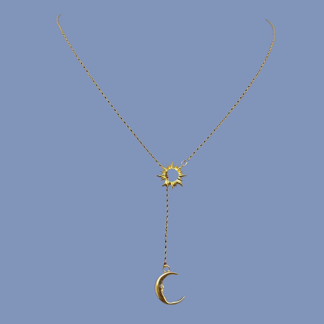 Sun Moon Lariat Necklace