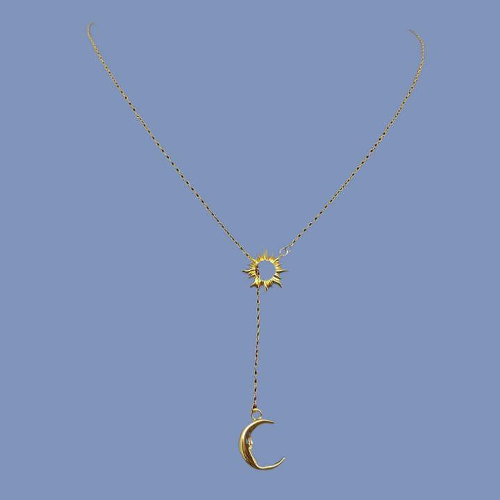 Sun Moon Lariat Necklace