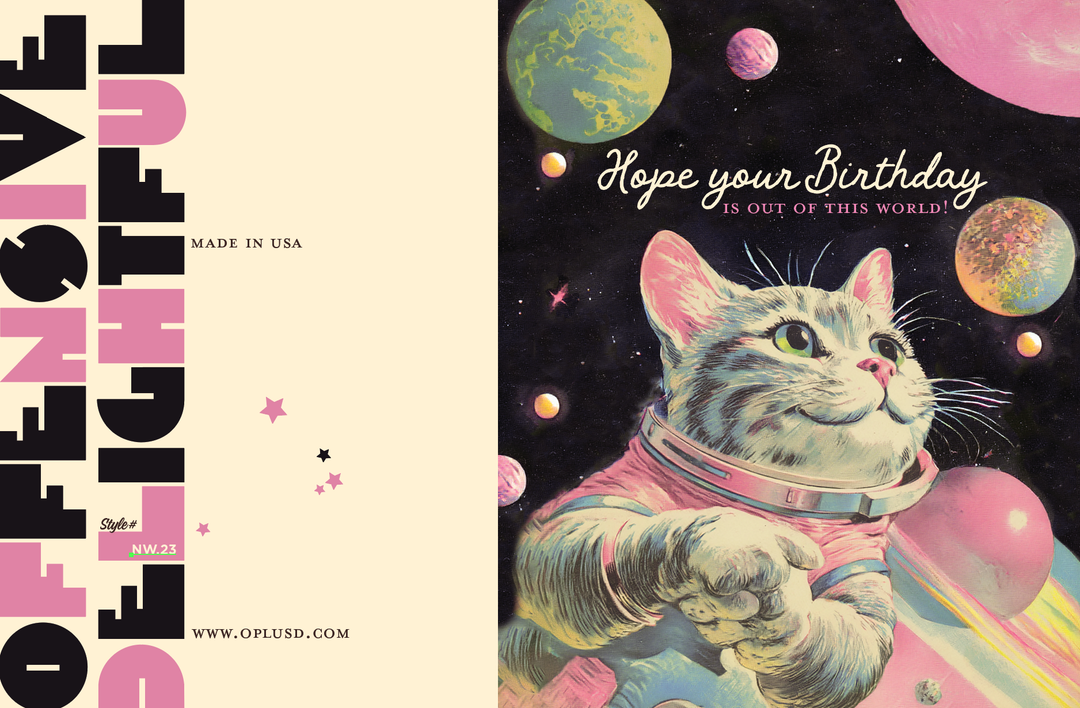OUT OF THIS WORLD cat~ birthday card