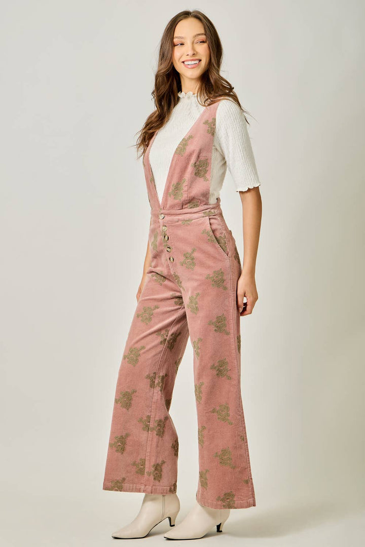 Embroidered Corduroy Jumpsuit | Mystree