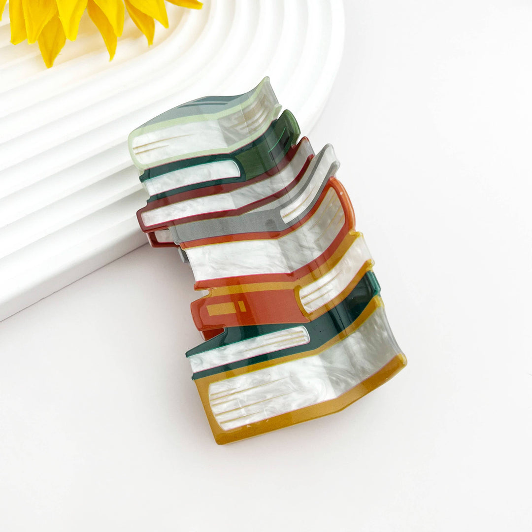 Large Book Stack Hair Claw Clip