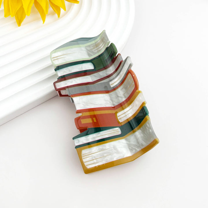 Large Book Stack Hair Claw Clip