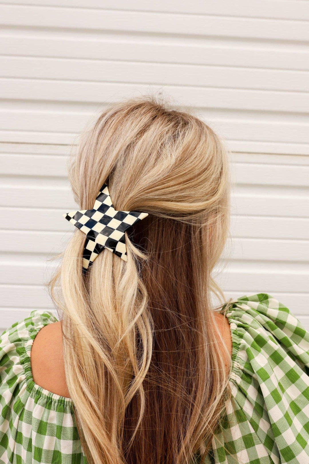 CHECKERED STAR XL BARRETTE - For the love, LV