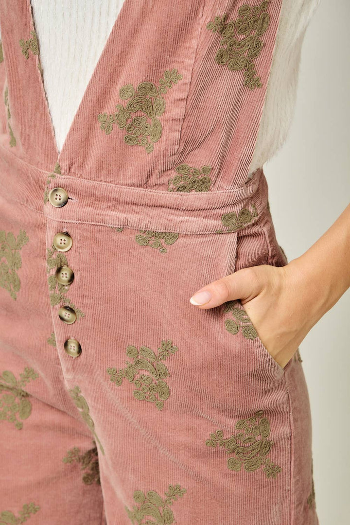 Embroidered Corduroy Jumpsuit | Mystree