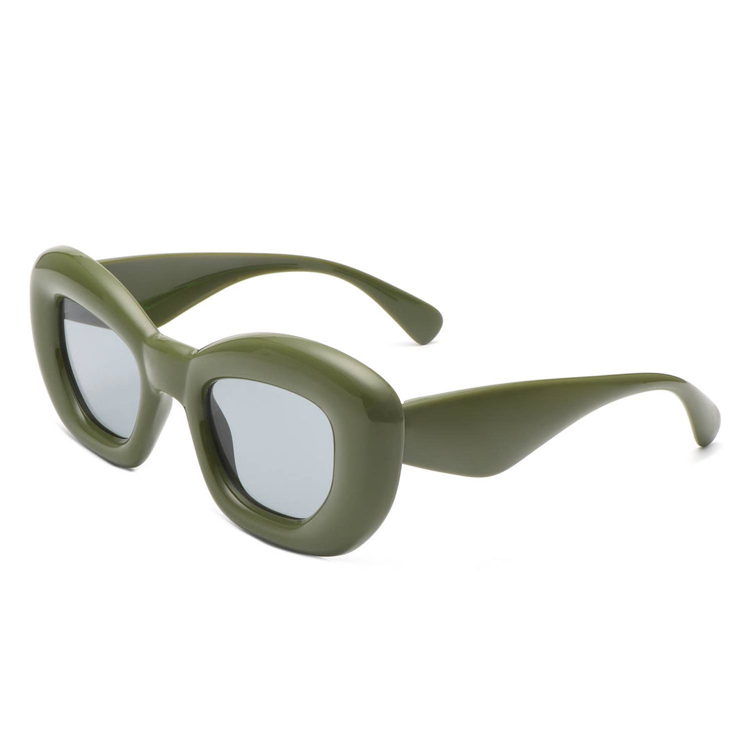 Thick Cat Eye Sunglasses - Green