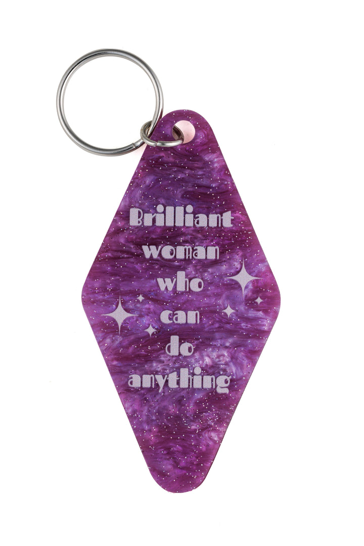 Brilliant Woman Who Can Do Anything Purple Marble Keychain