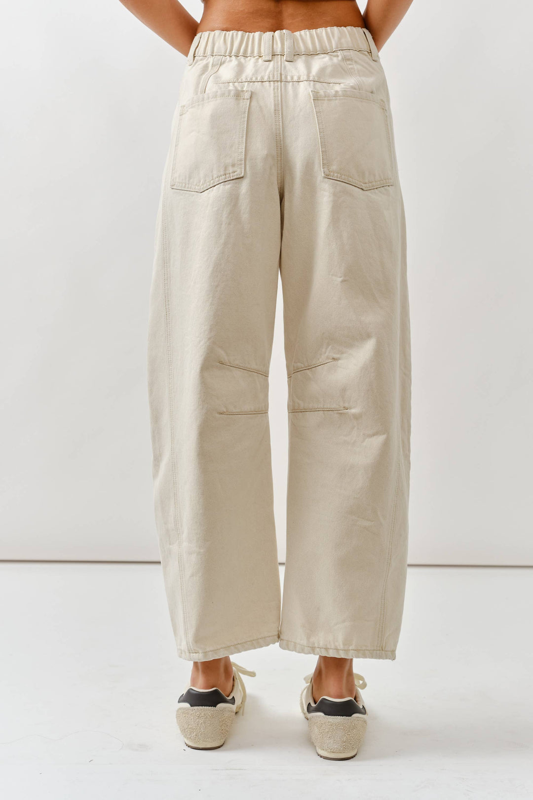 Embroidered Cotton Barrel Pants