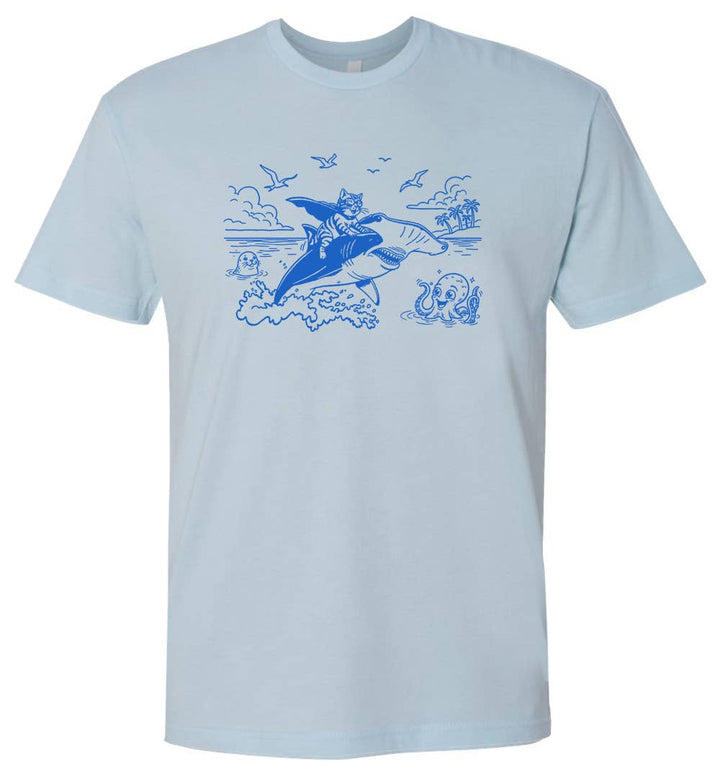 Cat Riding Shark T-Shirt