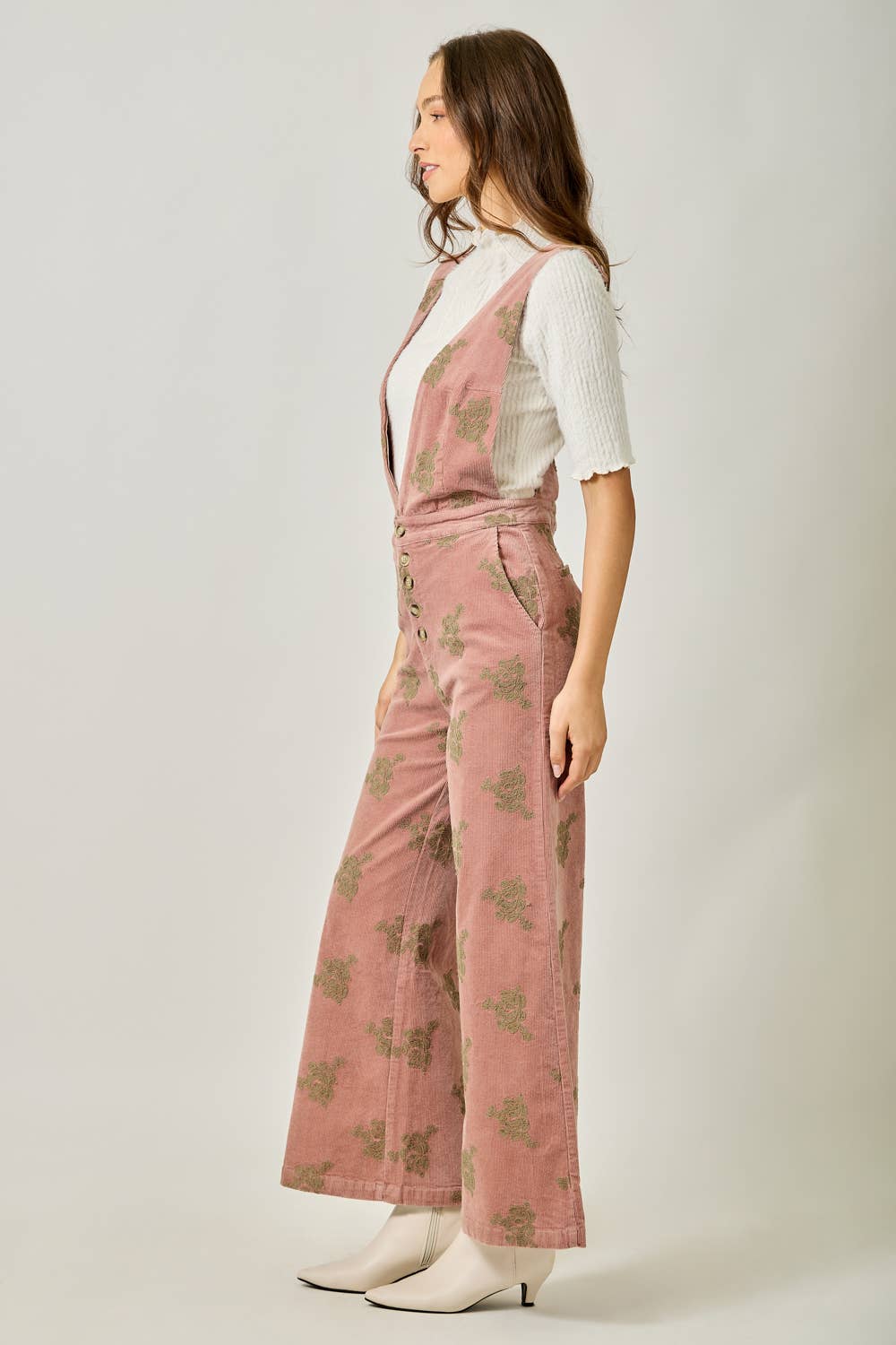 Embroidered Corduroy Jumpsuit | Mystree