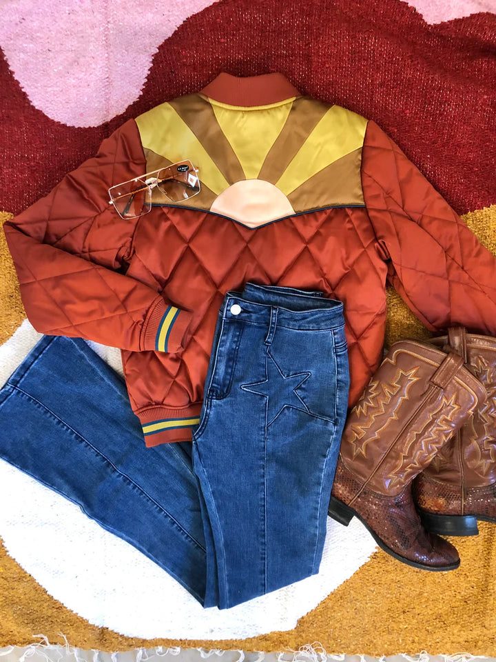 Rust Rising Sun Bomber Jacket