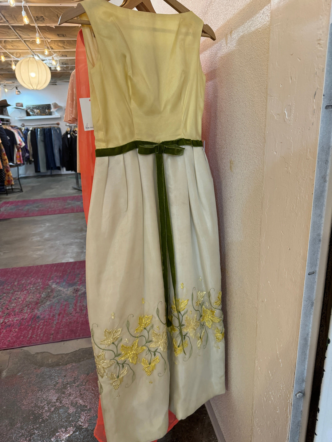 60s Vintage Cream Dress with Green Accent | Retro Fashion in Las Vegas