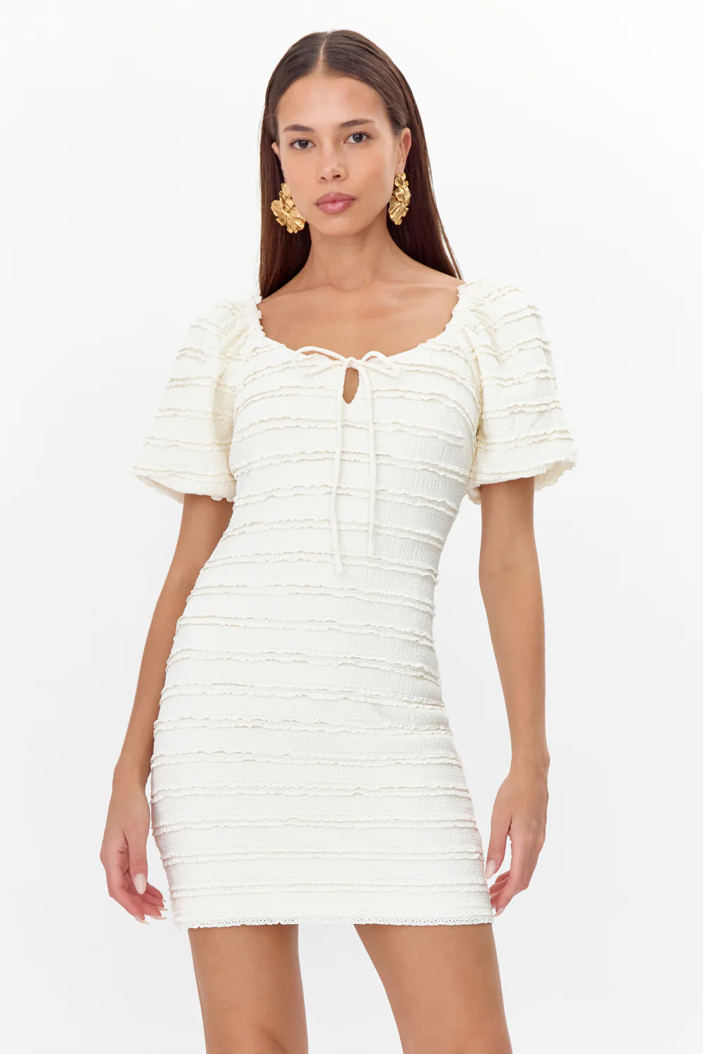 Aina Textured Lace Trim Mini Dress