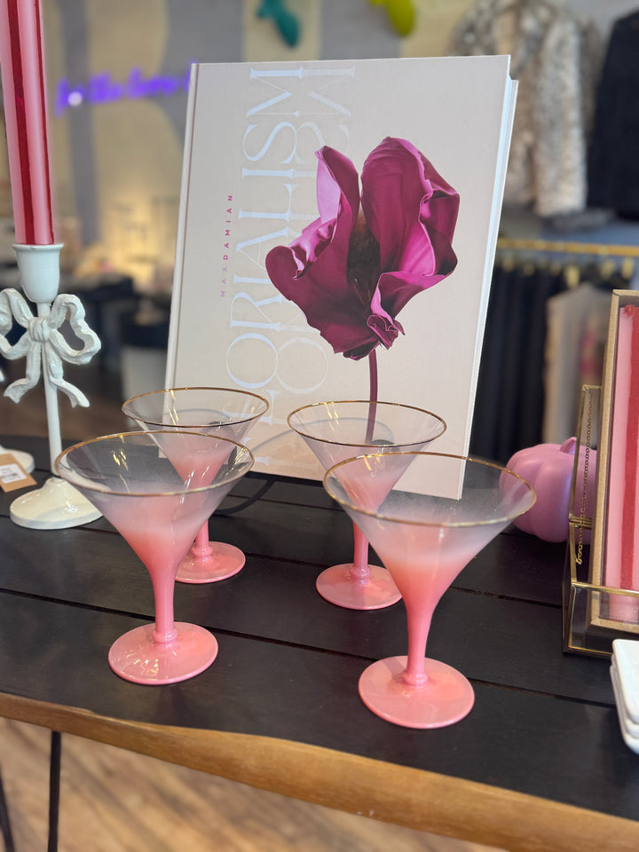 Pink Cocktail Glass with Gold Color Rim
