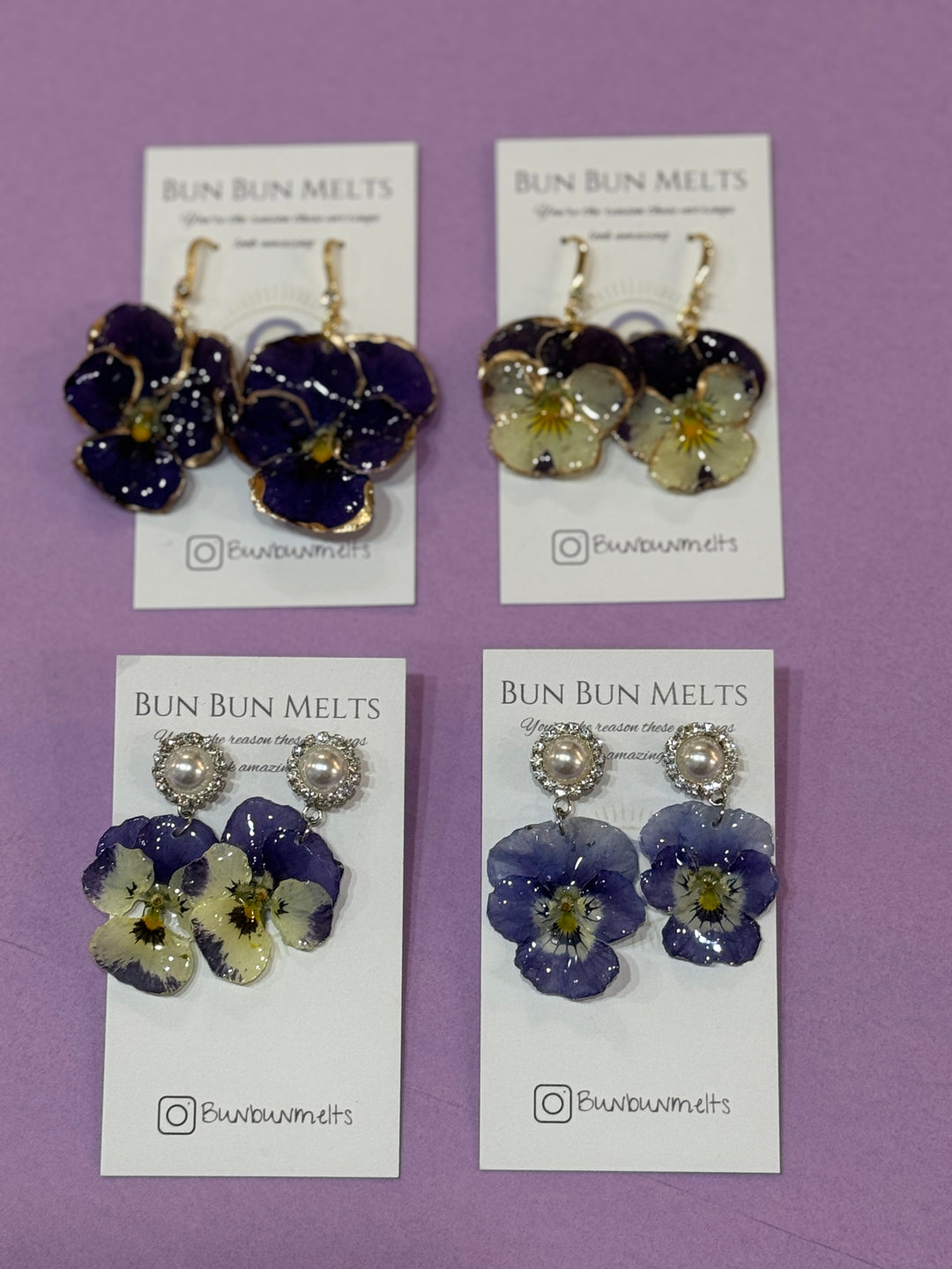 Purple Flower Earrings