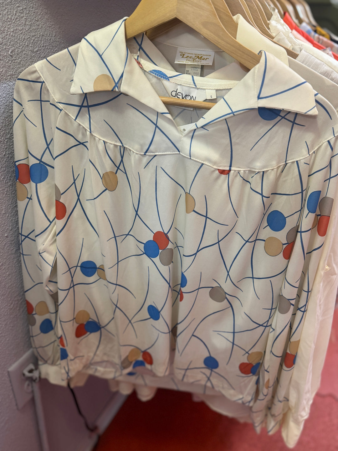 Vintage Devon Blouse – Abstract Dot & Line Print
