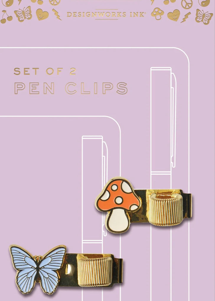 Butterfly + Mushroom Pen clips