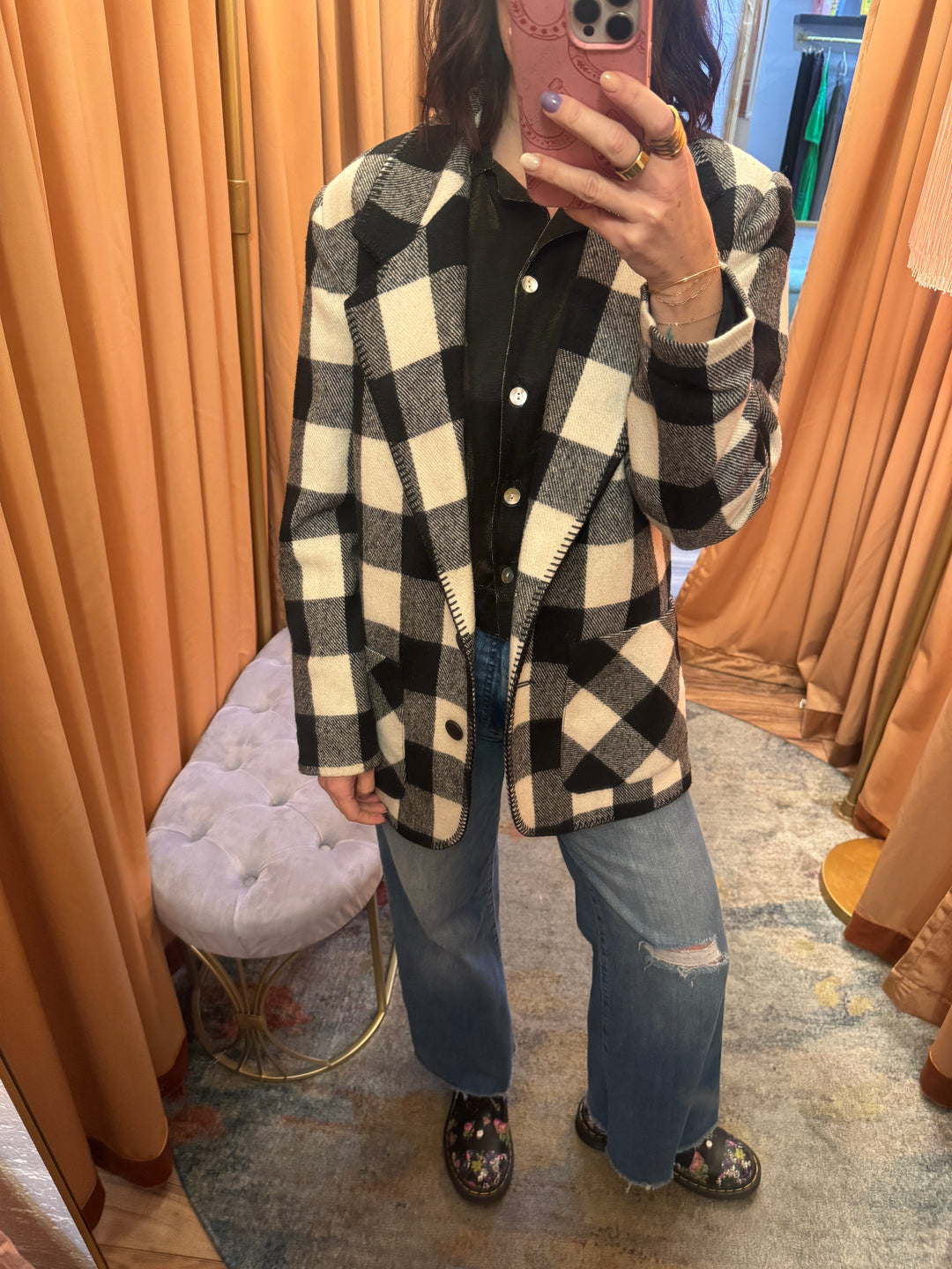 Black & Cream Buffalo Plaid Jacket