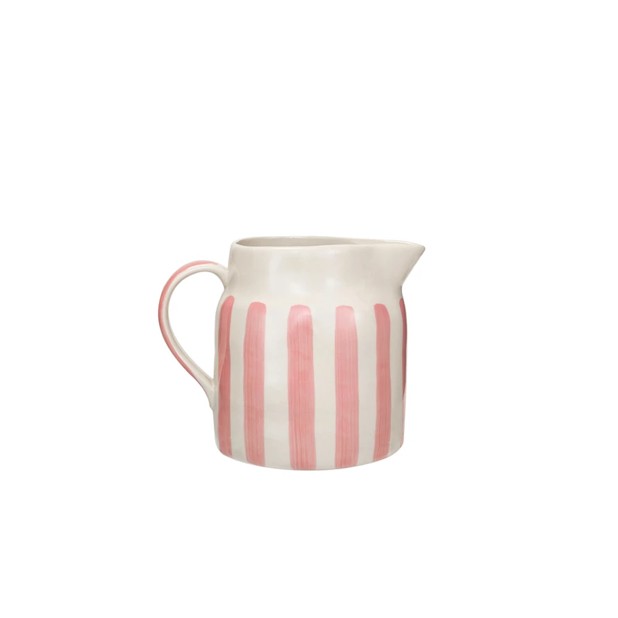 Hand-Painted Stoneware Pitcher w/ Stripes