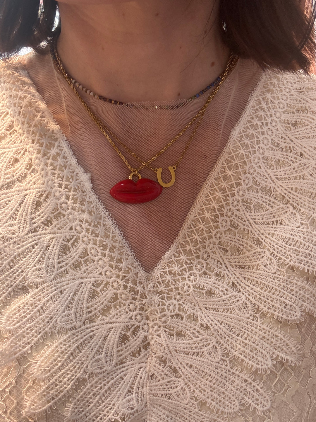 Red Lip Necklace