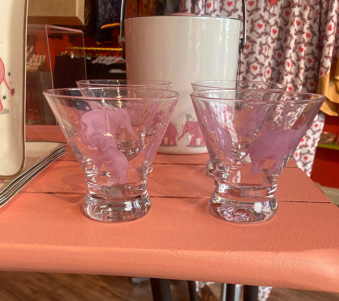 Pink Elephant Cocktail Glasses
