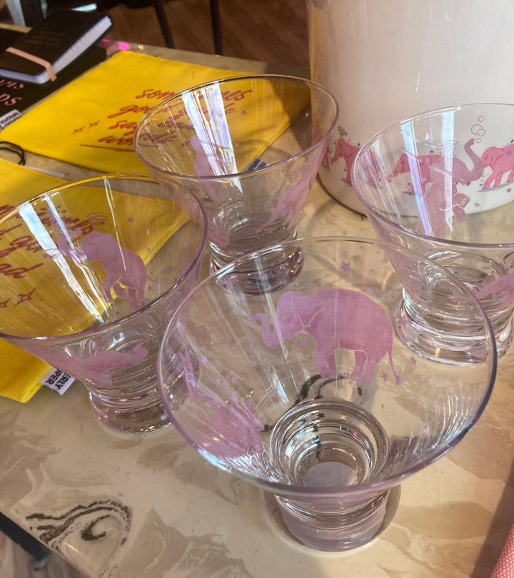 Pink Elephant Cocktail Glasses