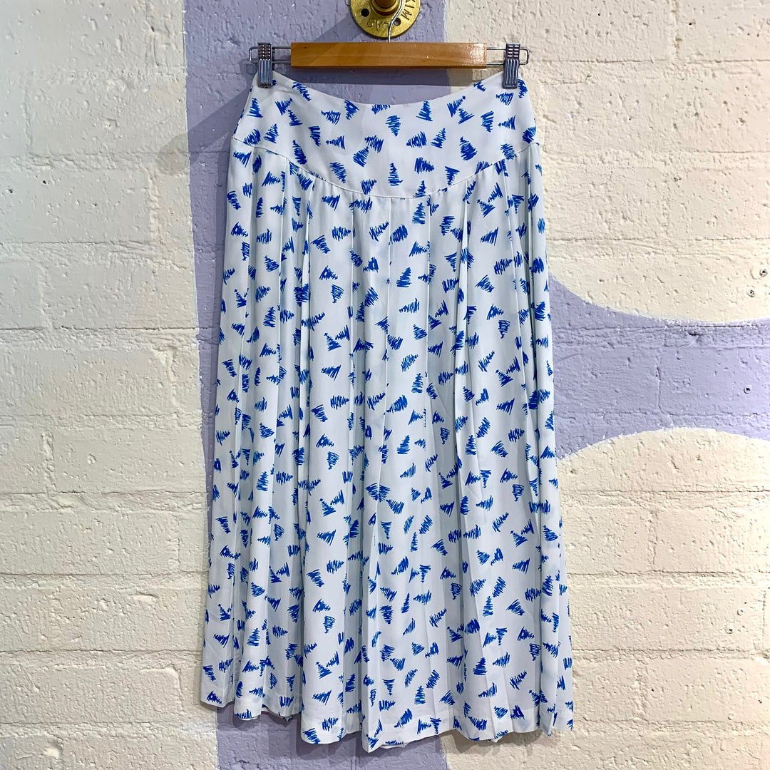 Vintage White & Blue Pattern Skirt