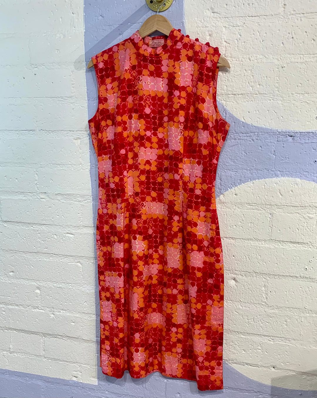 Vintage Pink & Orange Geometric Dress