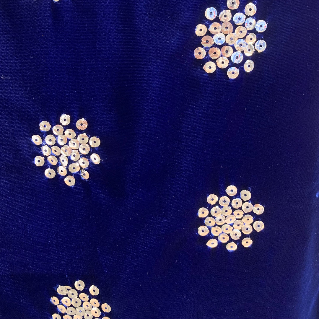 Vintage Velvet Navy Blue w/ Silver Sequins Dress