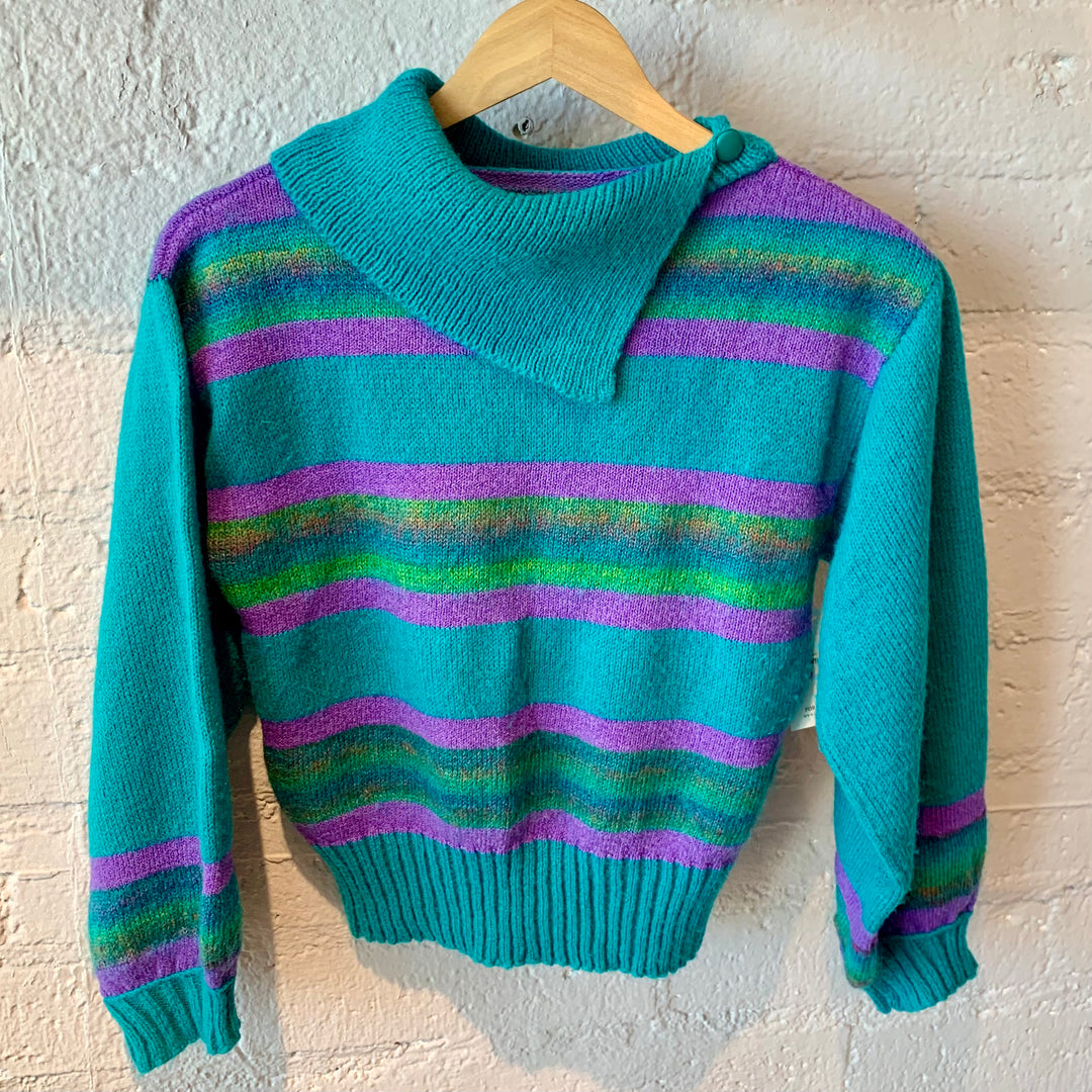 Vintage Teal & Purple Stripe Sweater