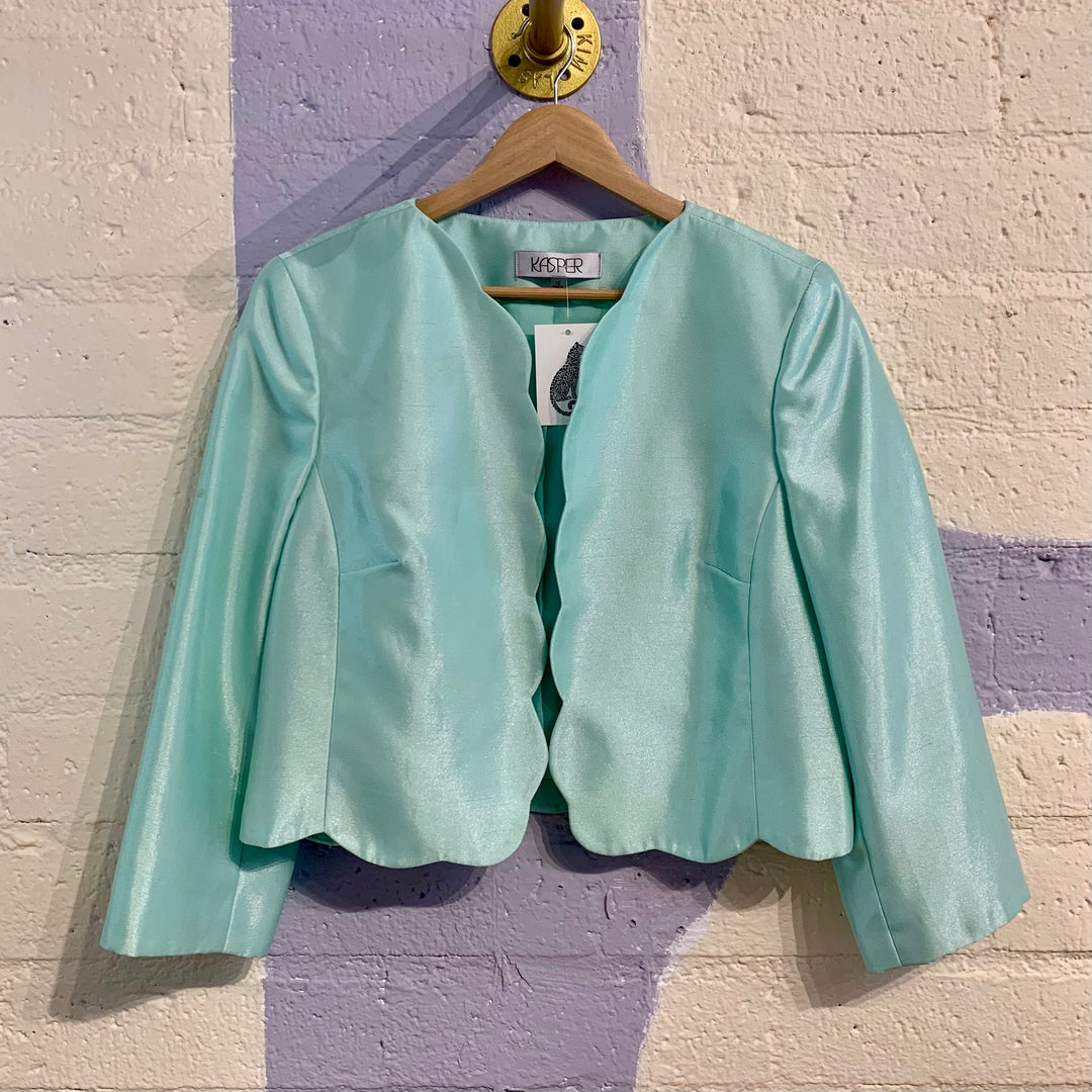 Vintage Mint Green Scalloped Blazer