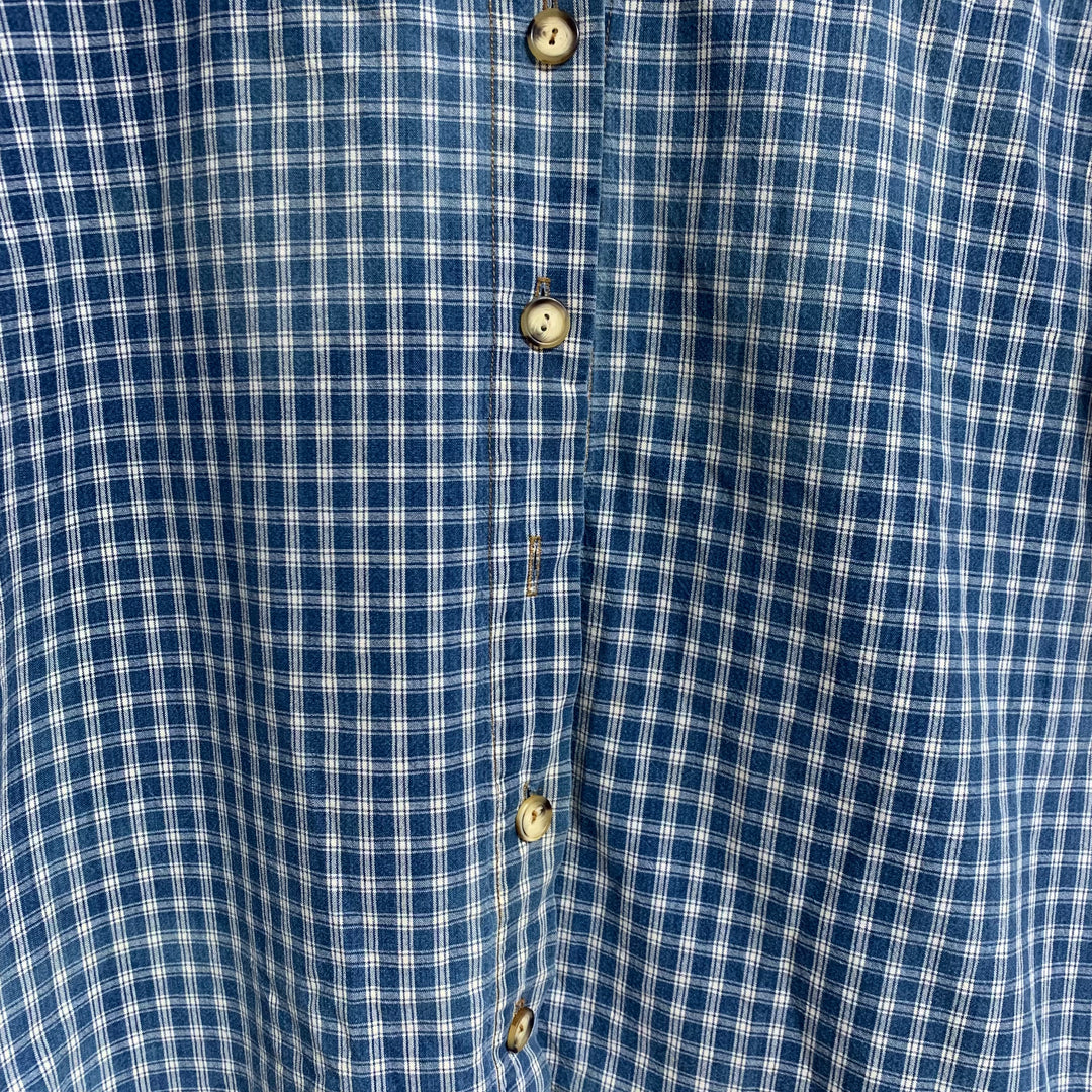 Vintage Denim & Blue Gingham Button-Down Shirt