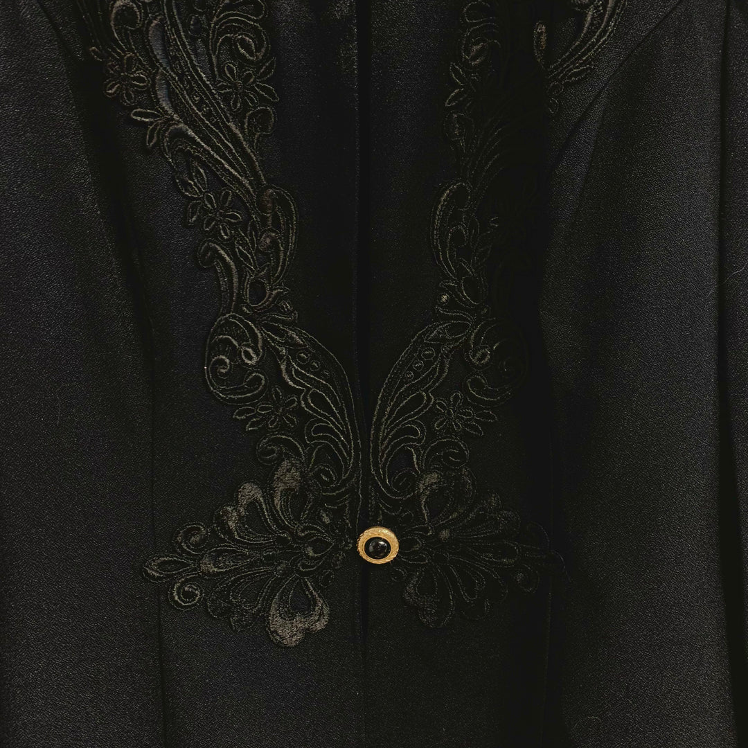 Vintage Black Floral Embroidered Blazer