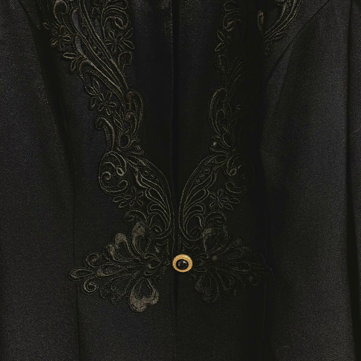 Vintage Black Floral Embroidered Blazer