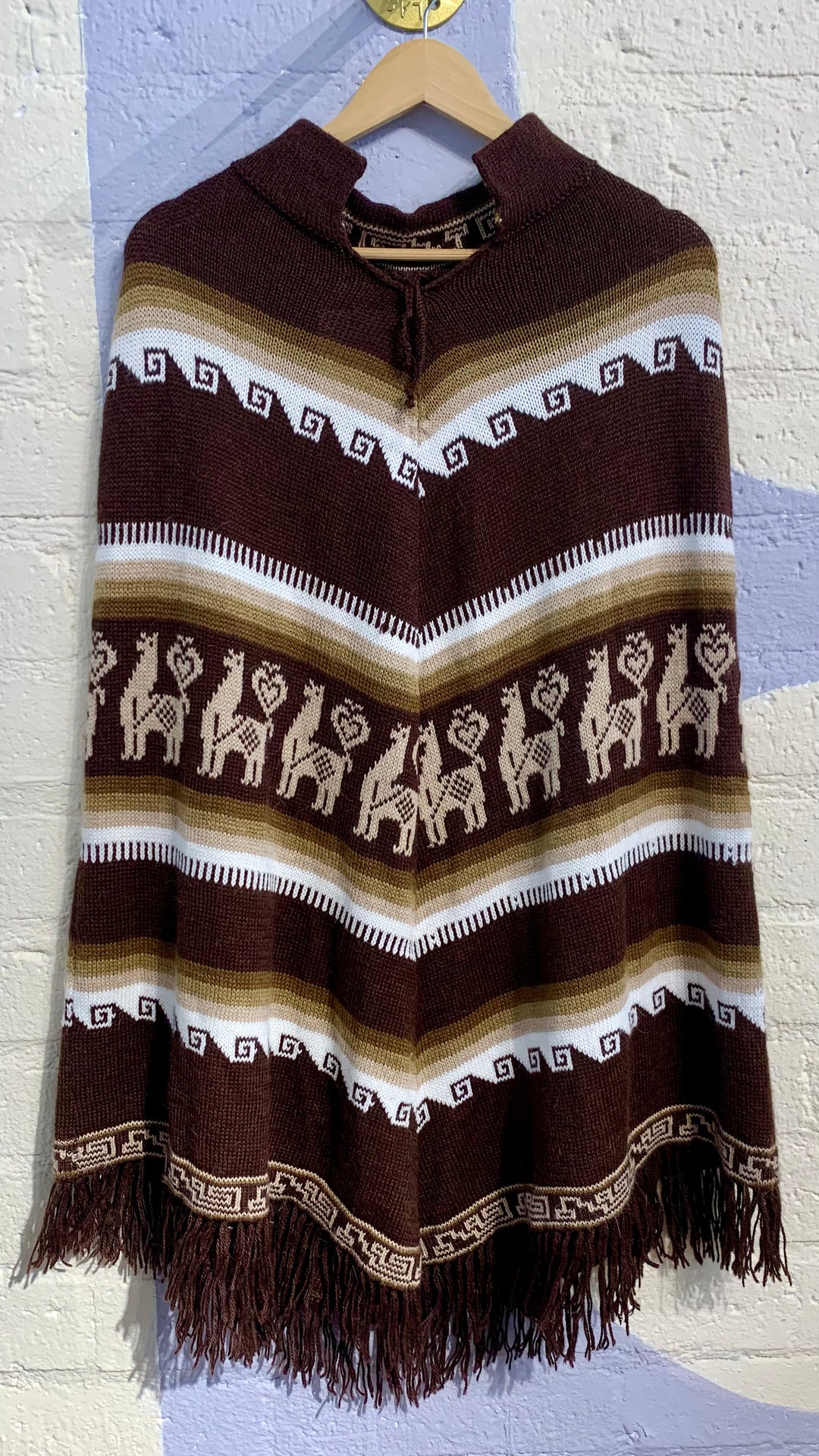 Brown Poncho w/ Alpaca Design