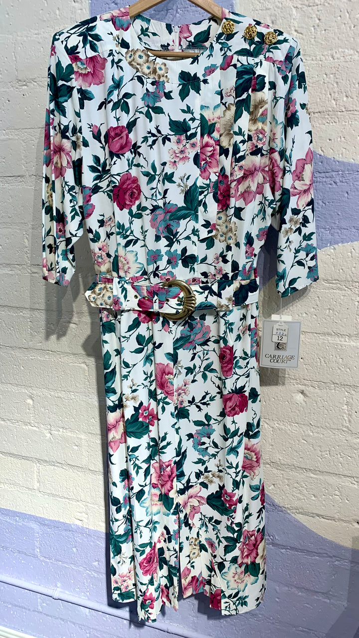 Vintage Floral Midi Dress