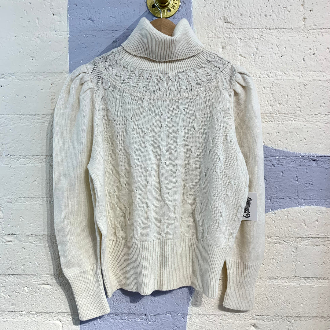 Vintage Cream Cable Knit Turtleneck