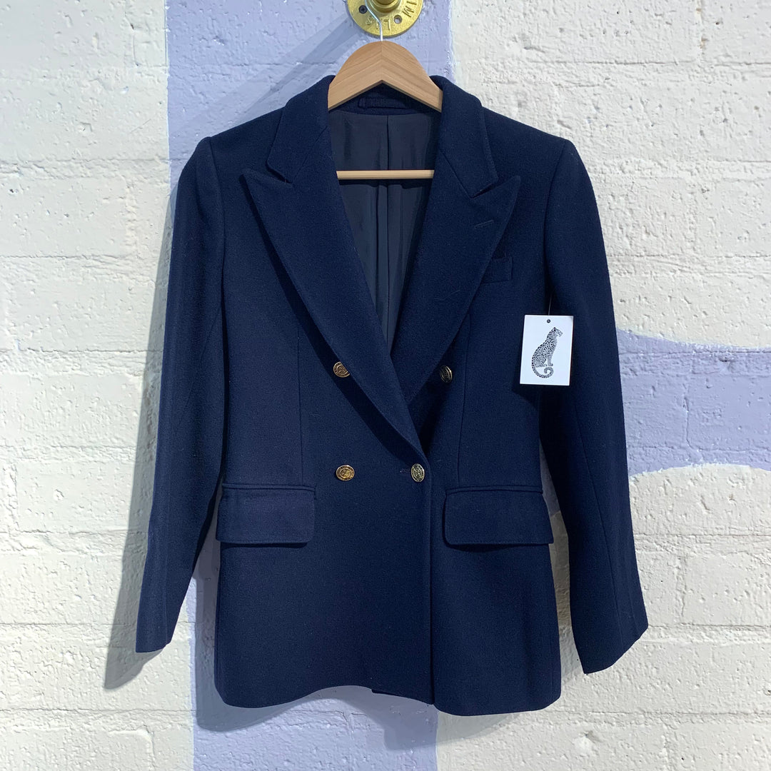 Vintage Wrangle Navy Blue & Gold Buttoned Blazer