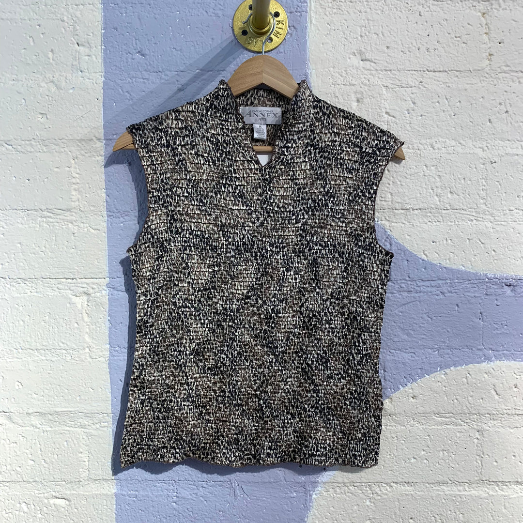 Vintage Animal Print Sleeveless Top
