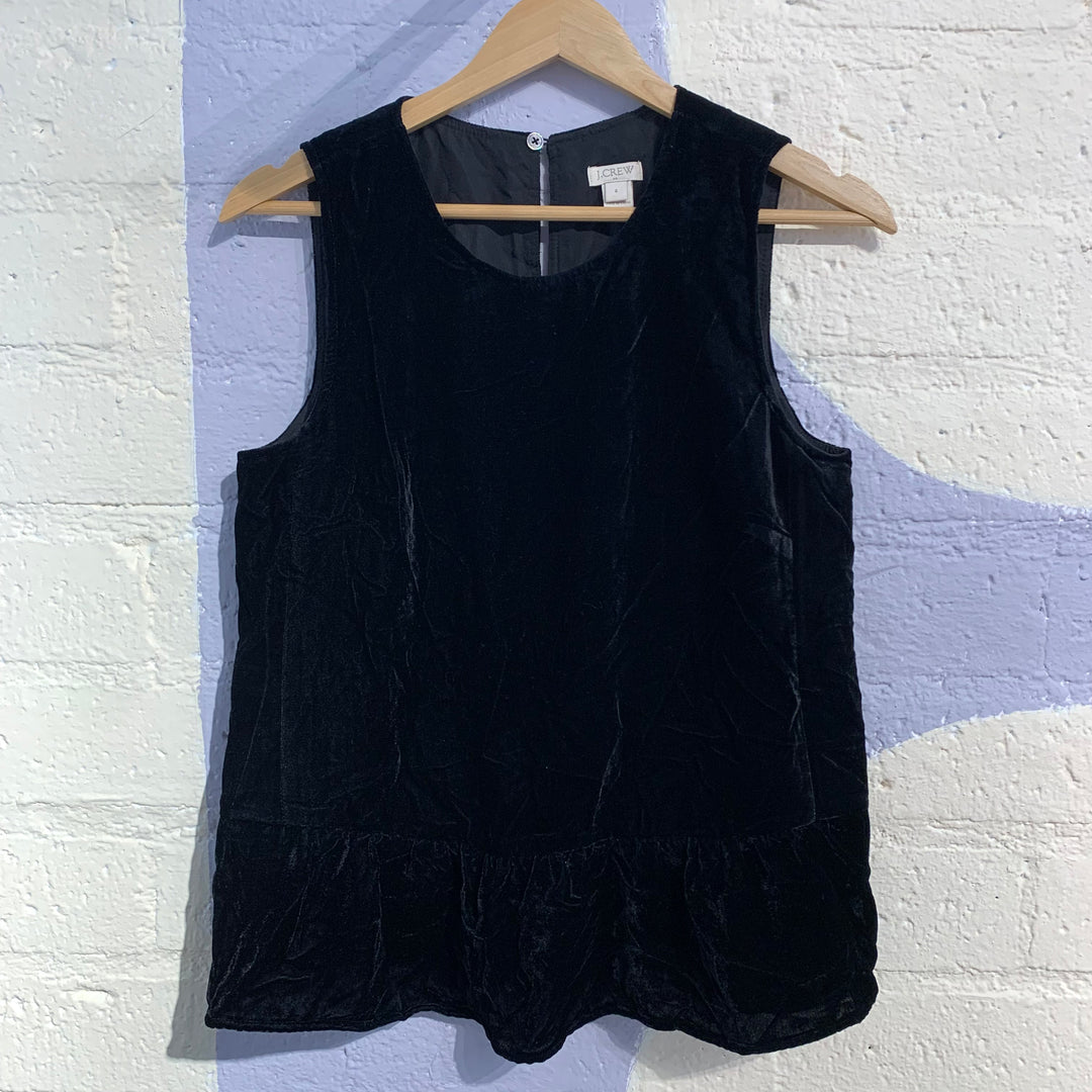 Vintage Black Velvet Peplum Top
