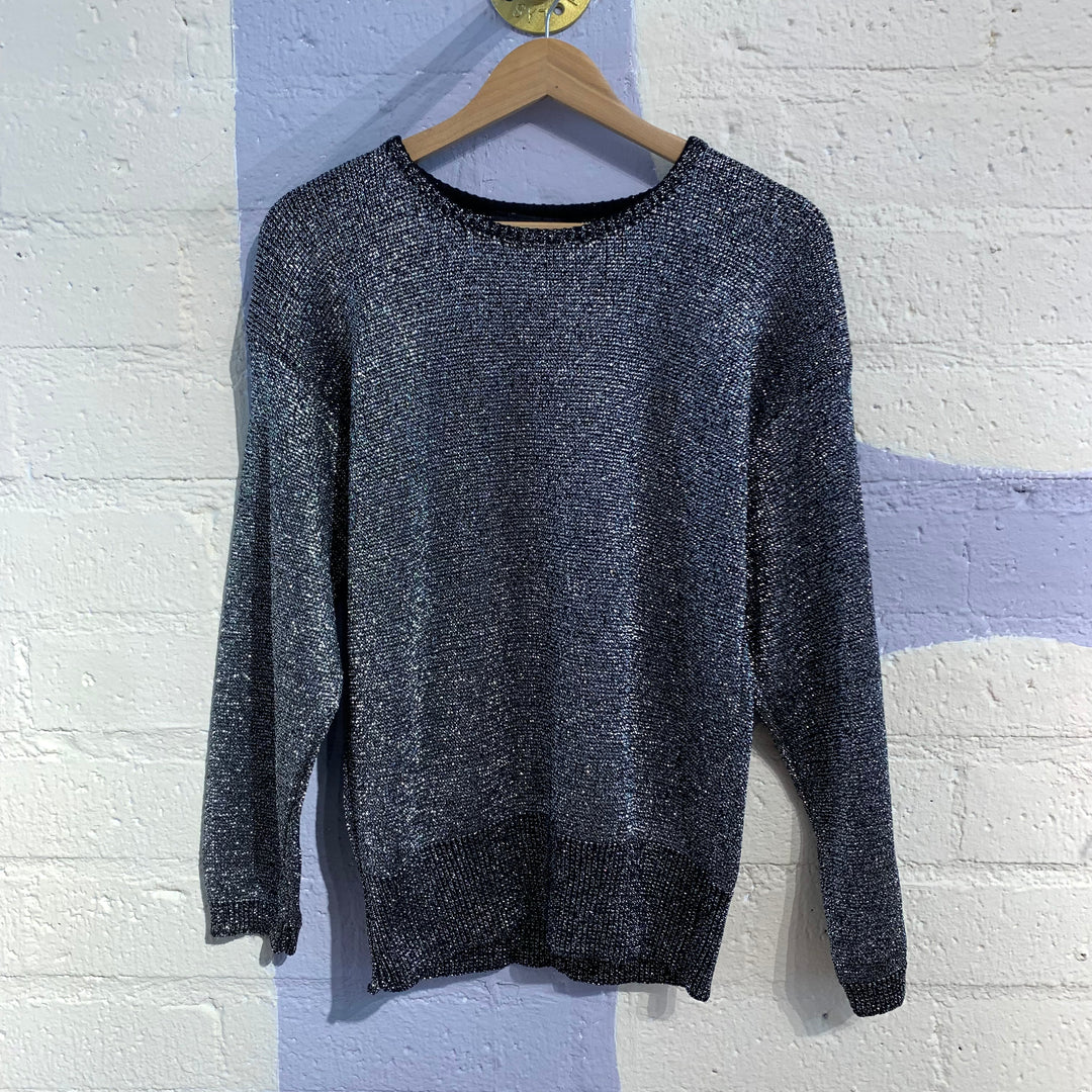 Vintage Black & Silver Metallic Blend Sweater