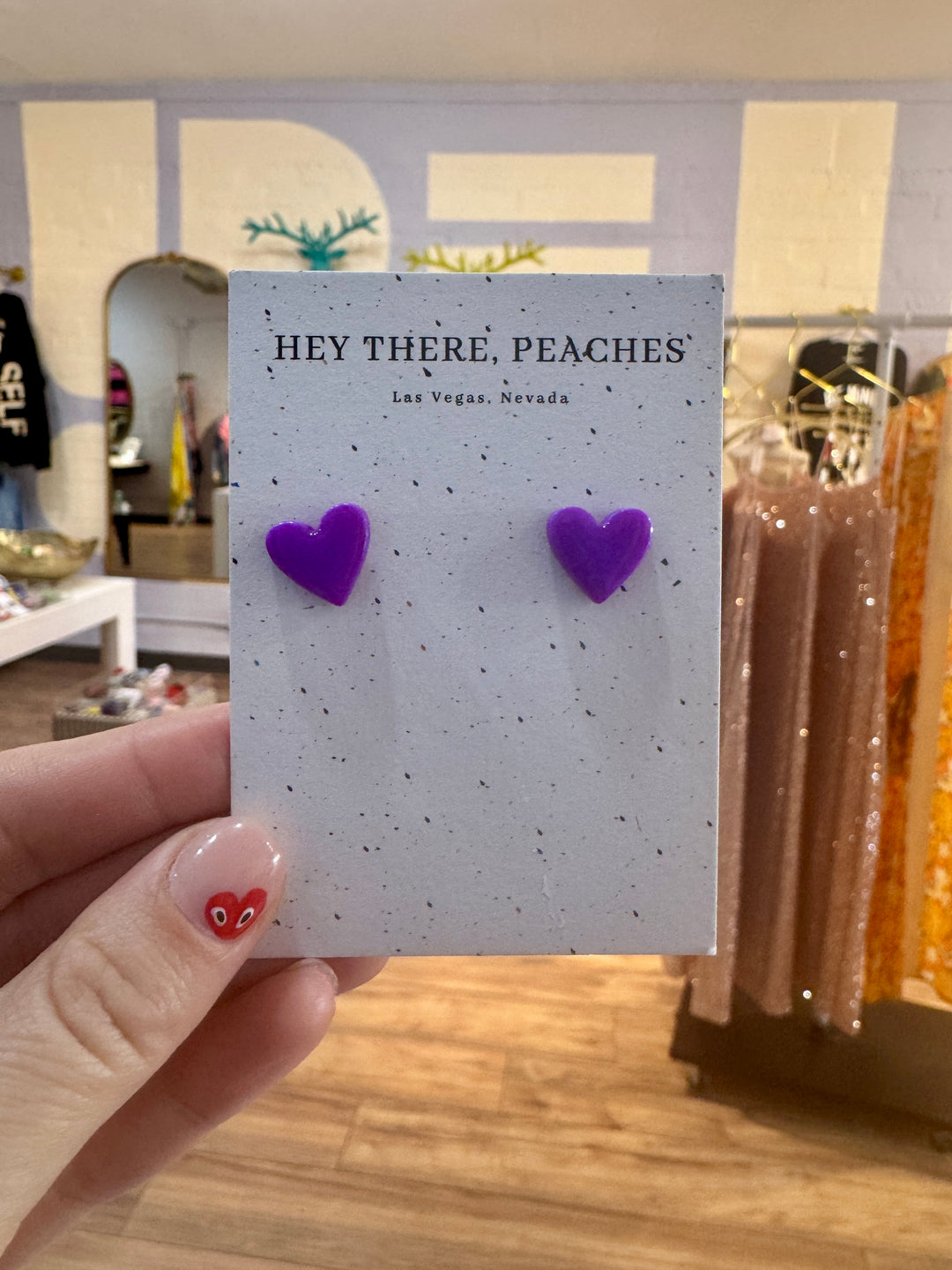 Hey There Peaches Heart Earrings